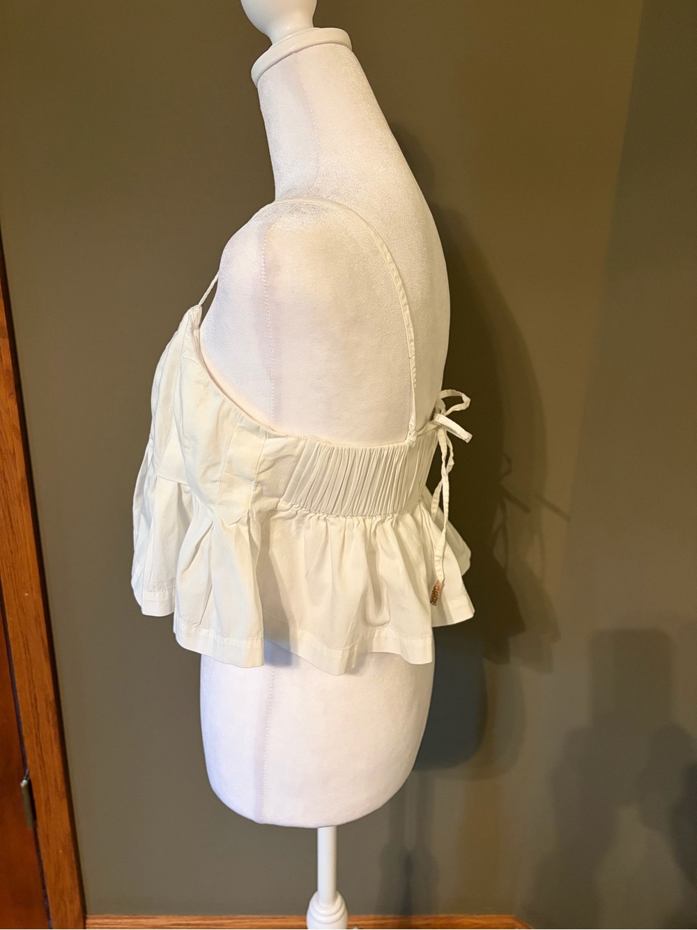 Free People Cream Ruffle-Hem Spaghetti Strap Cami - Picture 2 of 6